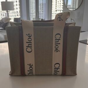 Chloe wooden linen tote medium